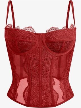 Amazon Red Lace Underwire Bustier Corset Top